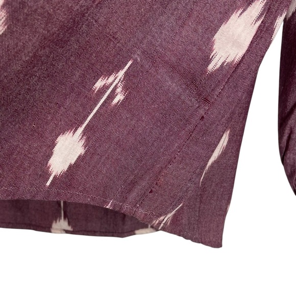 FAHERTY Women's Patterned Boho Peasant V-Neck Blouse Small - Picture 6 of 8